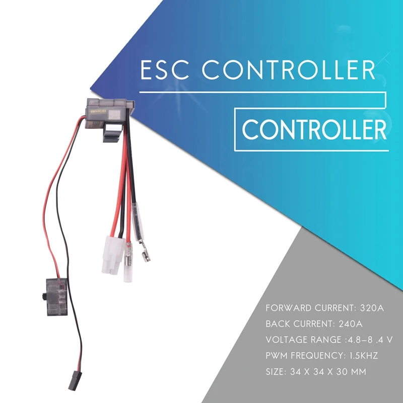 Controlador de velocidad para coche y barco teledirigido, cepillo cepillado de 2 piezas, 320A, ESC /w, marcha atrás, 1/8, 1/10