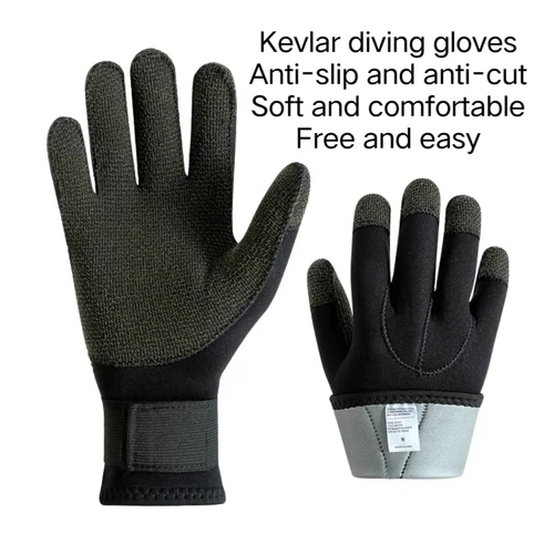 Imagen 2 del producto Guantes de buceo de Kevlar de 3mm, resistentes a cortes, mantienen el calor, guantes negros para pesca submarina, snorkel, natación, trabajo subacuático, accesorios de buceo