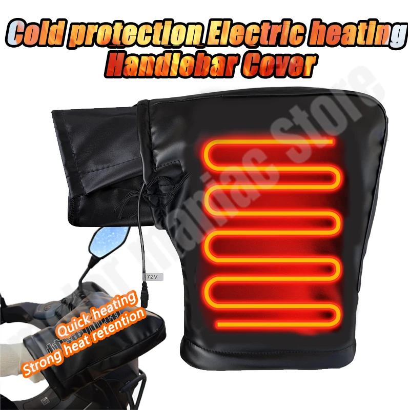 Electric Motorbike Heated Handle Grip Gloves Waterproof Motorcycle Heating Warm Muffs USB Charging Snowmobile Bike Accessories