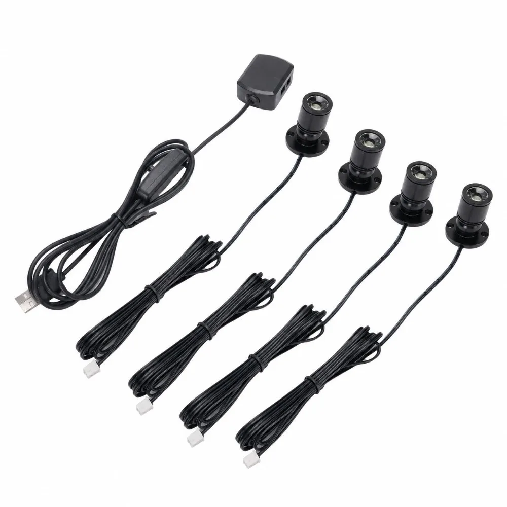 4 Pack 5V USB Powered Mini Spotlight 200LM 360 Degree Rotating Spot Light White Light 6.6ft Cable LED Spot Light