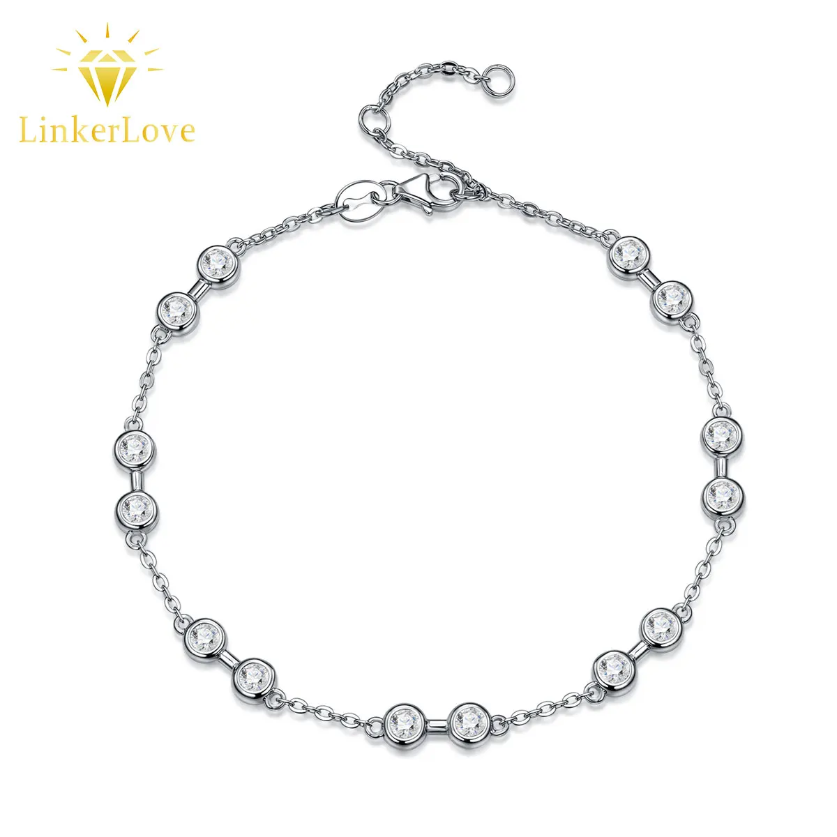 

Браслет LinkerLove S925 из серебра с муассанитом для женщин, 3 мм, с бриллиантовой огранкой, изящный браслет-бэнгл, покрытие из белого золота, ювелирное украшение, подарок