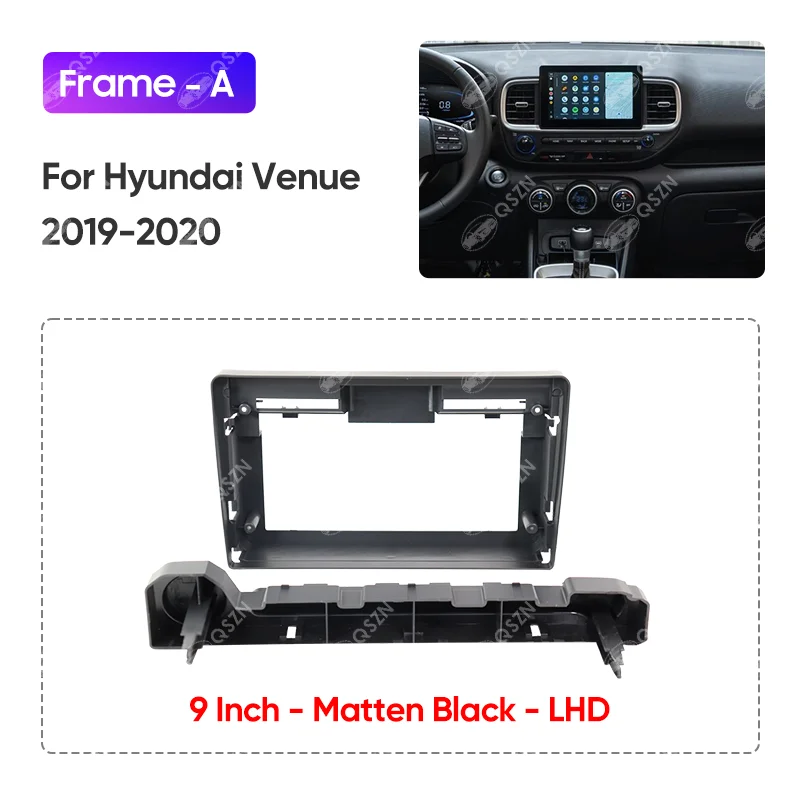 QSZN Car Radio Frame For HYUNDAI VENUE 2019-2020 Stereo Panel Android Radio Dash 2 Din Frame Panel Kit Matten Black