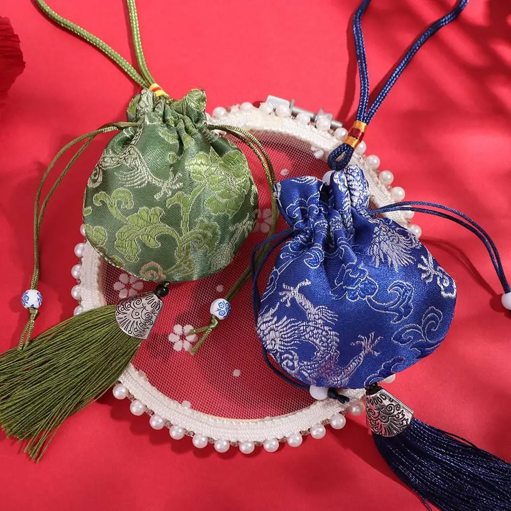 Antique Flower Women Sachet Dragon Hanging Jewelry Storage Bag Pendant Small Pouch Chinese Style Sachet Ladies