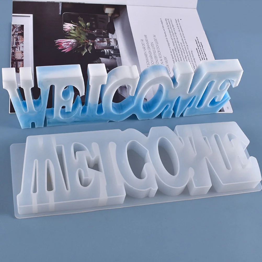 

Letter Stencil Casting Mold Welcome Sign for Office Resin Silicone Signs Words Molds Key Chain Making