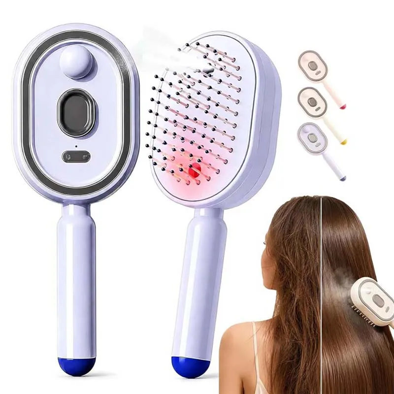 Electric Spray Massage Hair Brush Portable Detangling Comb Scalp Massager with Moisturizing Spray Function for All Hair Types