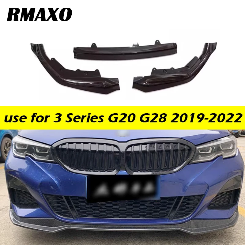 

For BMW 3 Series G20 G28 2019-2022 3pcs front bumper lip splitter diffuser spoiler ABS gloss black body kit style MP