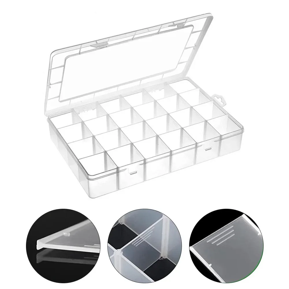 1pc 24 Grids Plastic Craft Organizer Storage Box With Removable Grids Household Transparent Dustproof Tool Storage Box