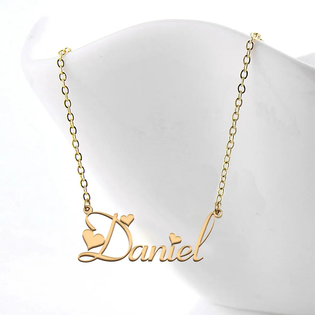 

AOLOSHOW Daniel Stainless Steel Name Necklace Personalized Nameplate Pendant Gift for Women Suitable for Birthday Wedding