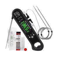 3 in 1 Digital Meat Thermometer, Instant Read Food Thermometer with 2 Detachable Wired Probe,Calibration, Alarm Function