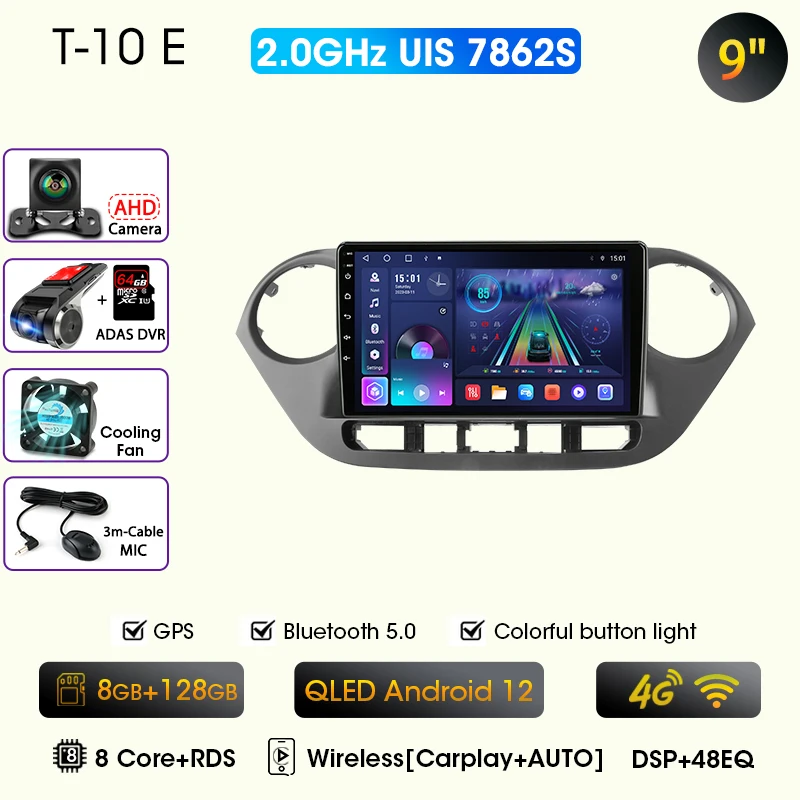 9 "Autoradio Voor Hyundai Grand I10 I 10 2013 2014 2015 2016 2017 2018 Android12 Carplay Auto Multimidia Videospeler Head Unit