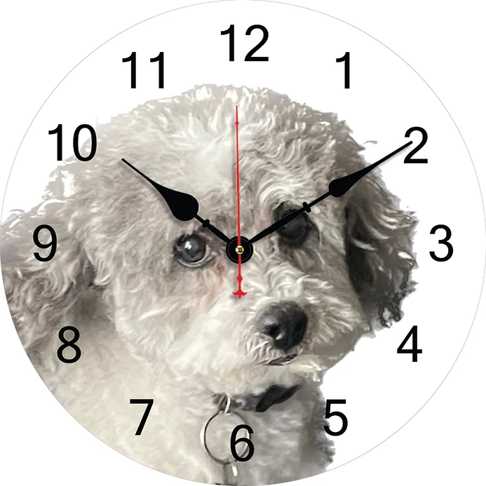 Dog Wall Clock Kitchen Decor Wall Art Silent Non Ticking Large Round Wall Clocks For Living Room Bedroom Office