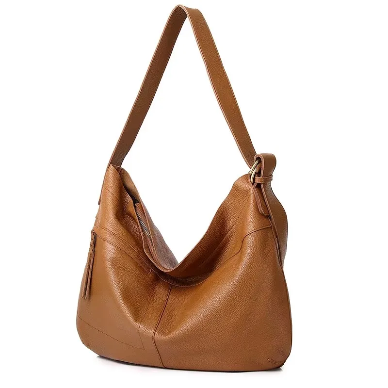 

Slouchy Style Trend Crossbody Bags Women Genuine Leather Shoulder Bag Soft Cowhide Commuter Travel Shopper Female Large Tote Bag