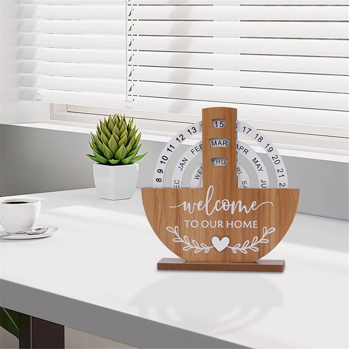 Wooden Calendar Home Porch Decoration Office Desktop Decoration Manual Rotating Desk Calendar Sweet House B