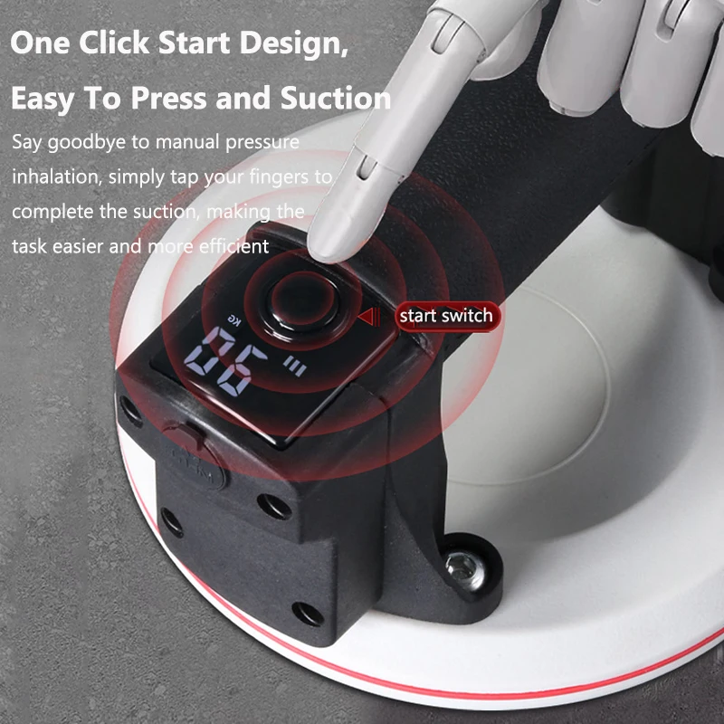 200KG Load Smart Display Electric Vacuum Suction Cup 6inch Heavy Duty Granite Tile Glass Lifter 2000mAh Battery with Box Storage