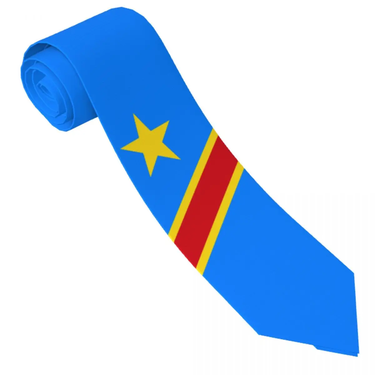 Democratic Republic Of Congo Flag Tie Emblem Printed Neck Ties Kawaii Funny Collar Tie Men Leisure Necktie Accessories