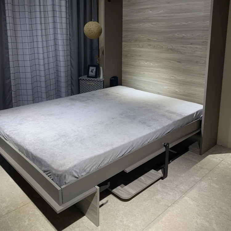آلية سرير ميرفي موفرة للمساحة، آلية يدوية عمودية قابلة للطي للإخفاء على الحائط مع ساق مكتب
