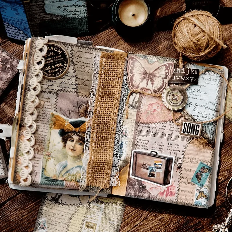 Vintage Handwritten English Plant Music Score Decor DIY Material Papers Handbook Planner Card Making Aesthetics Decor