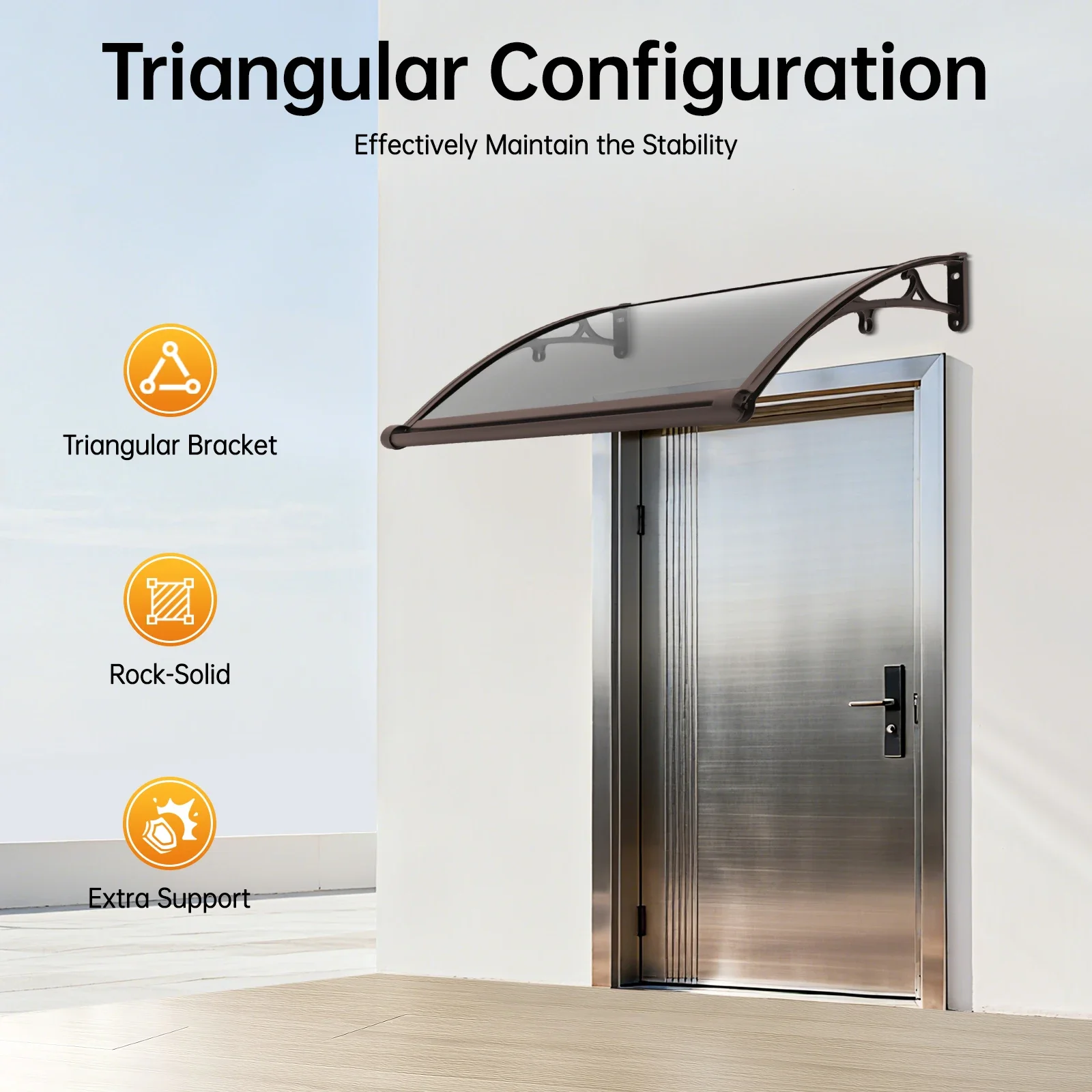 

Навес для окон и дверей 40x24 дюйма из поликарбоната с алюминиевым кронштейном, прозрачный наружный навес для защиты от УФ-излучения, дождя и снега