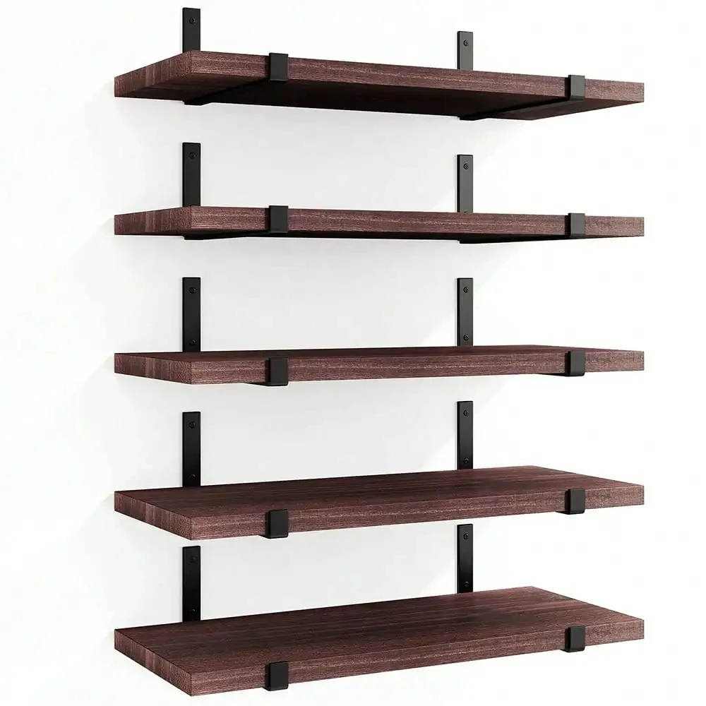 Tomnk Set of 5/10 Rustic Floating Shelves 4.7 Inch Wall Mounted Bathroom Organizer Home Decor
