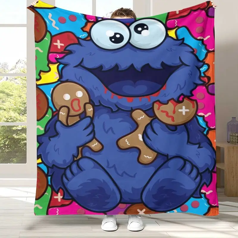 Vintage S-Sesame Street Elmo Cookie Monster Soft Flannel Throw Blanket,Cozy Warm Blanket for Bed,Sofa,Living Room,Picnic,Gift