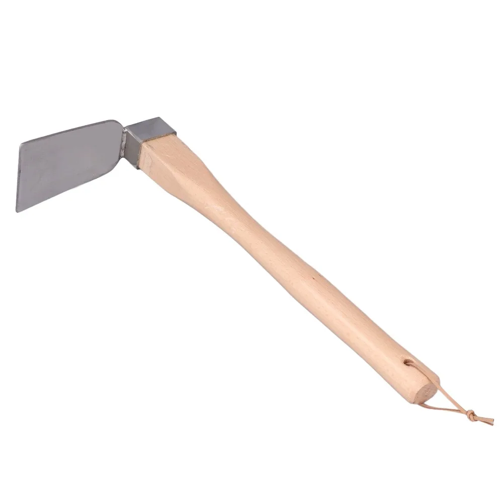 Durable Stainless Steel Grubbing Hoe Detachable Silver Mini Grub Hoe Wooden Handle Garden Hoe