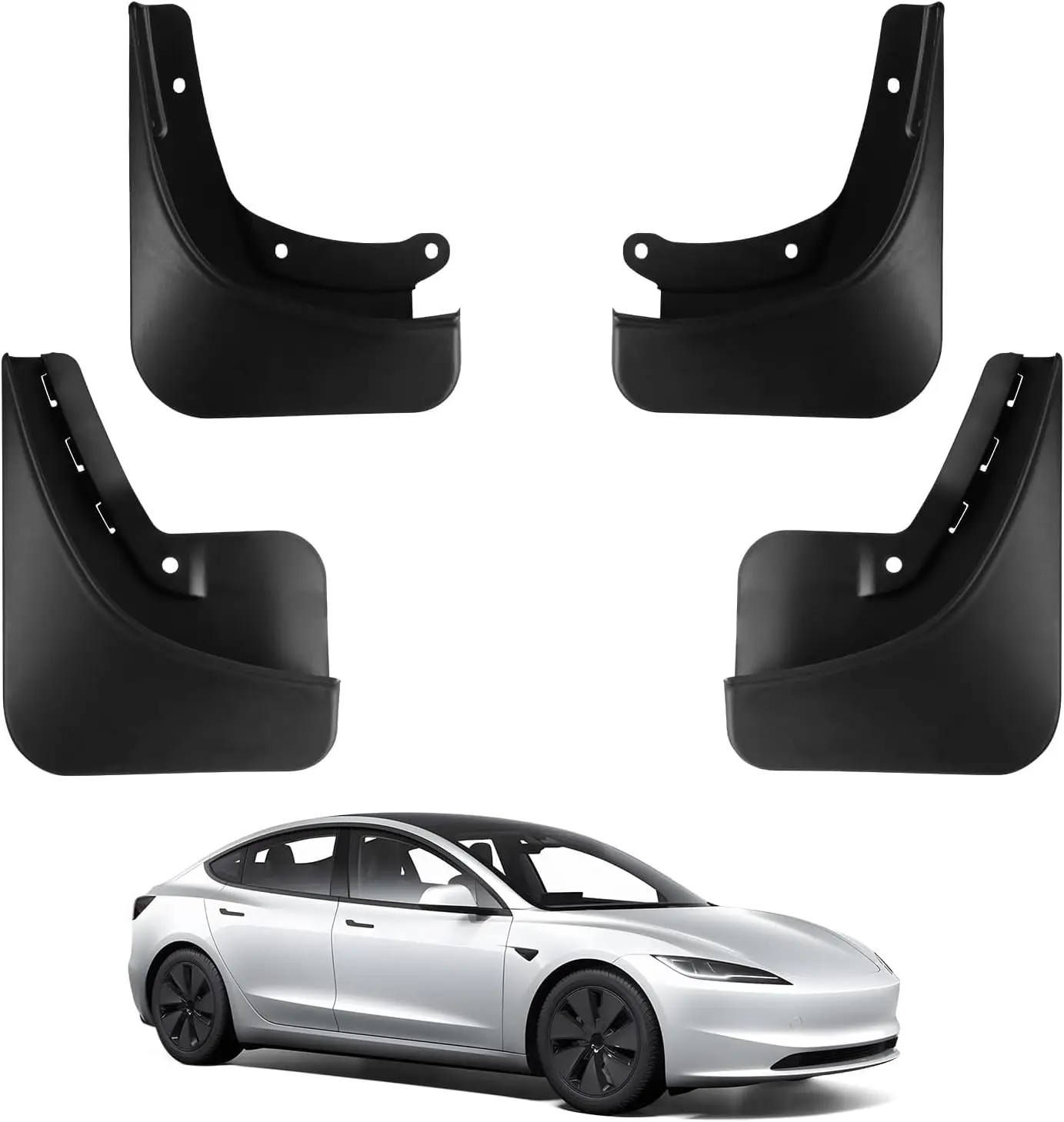 

2024 2025 Tesla Model 3 Mud Flaps Splash Guards Fenders No Drilling No Tape Mudflaps Mudguards for Tesla Model 3