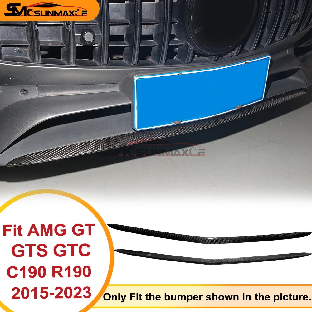For Benz AMG GT C190 R190 GTC GTS GTR 2Doors 2015-2023 Dry Carbon Fiber Front Bumper Strip Cover Sticker Car Exterior Accessorie