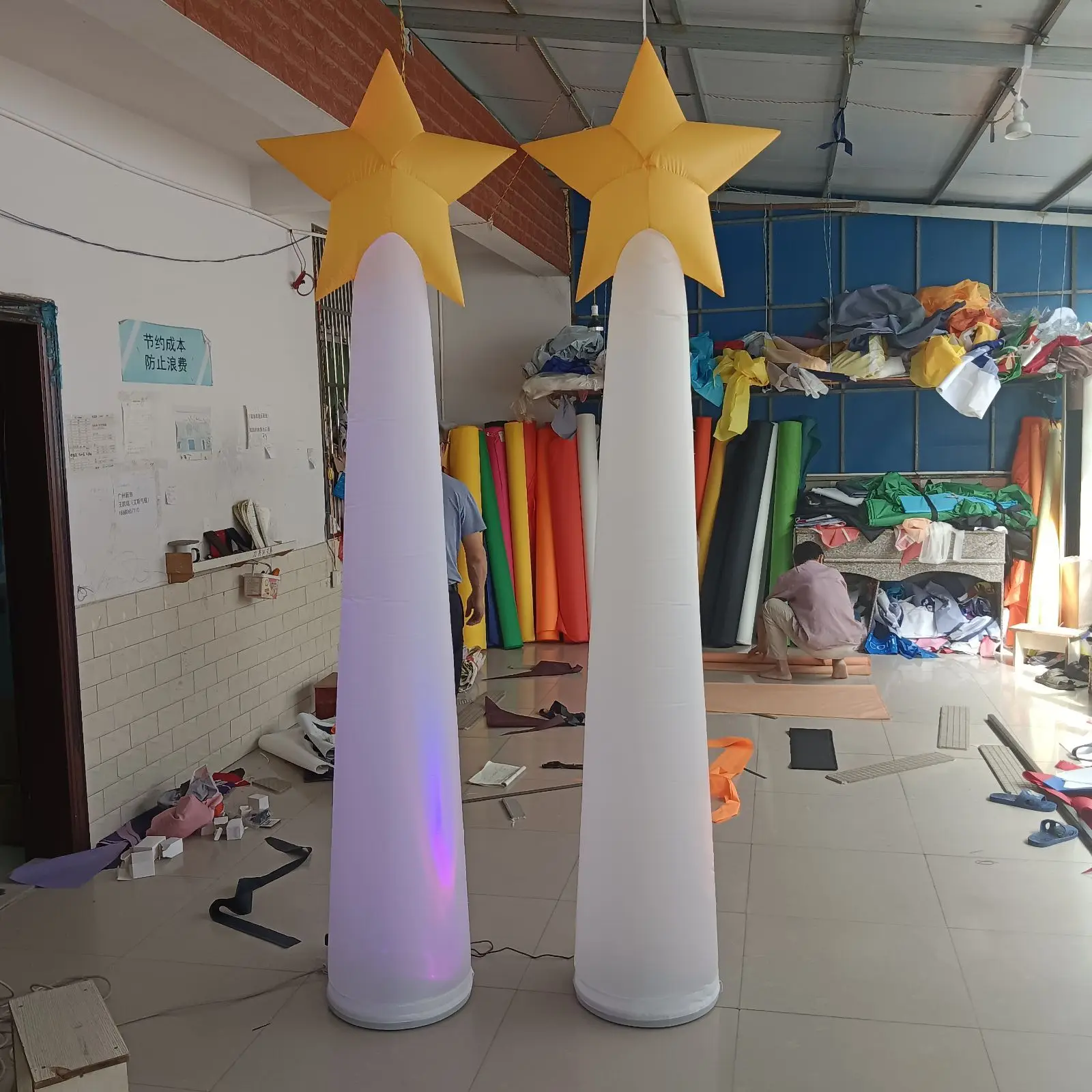 Lucky Star LED Light Inflatable Lucky Stars Tube, Inflatable Standing Star Column for Outdoor Night Events/Parties Decorations