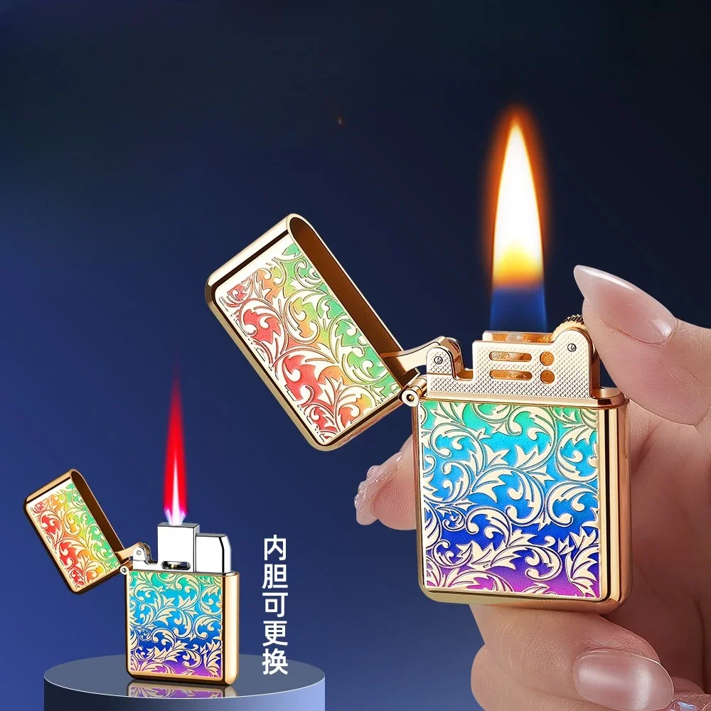 Stylish Dual Barrel Switchable Lighter Set - 1 Body + Red Jet Torch Barrel and Fuel Lighter Barrel