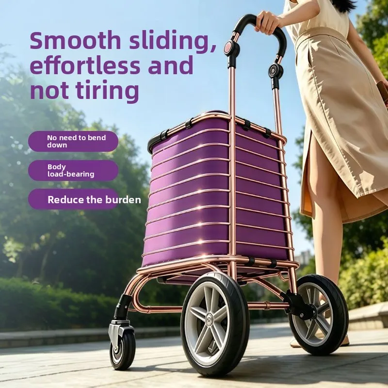 Small pull cart Lightweight folding labor-saving trolley trolley Aluminum alloy can be pushed and pulled