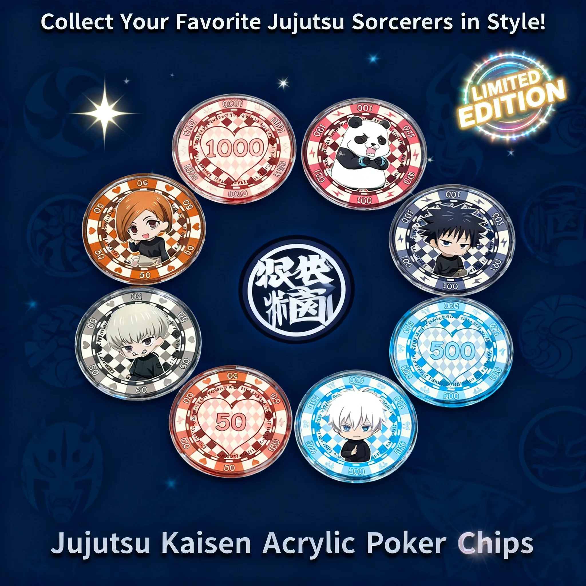 Anime Acrylic Poker Chips 201 Series Battle of Spellwood Double Sided High Definition Pattern Otaku Collection Gaming