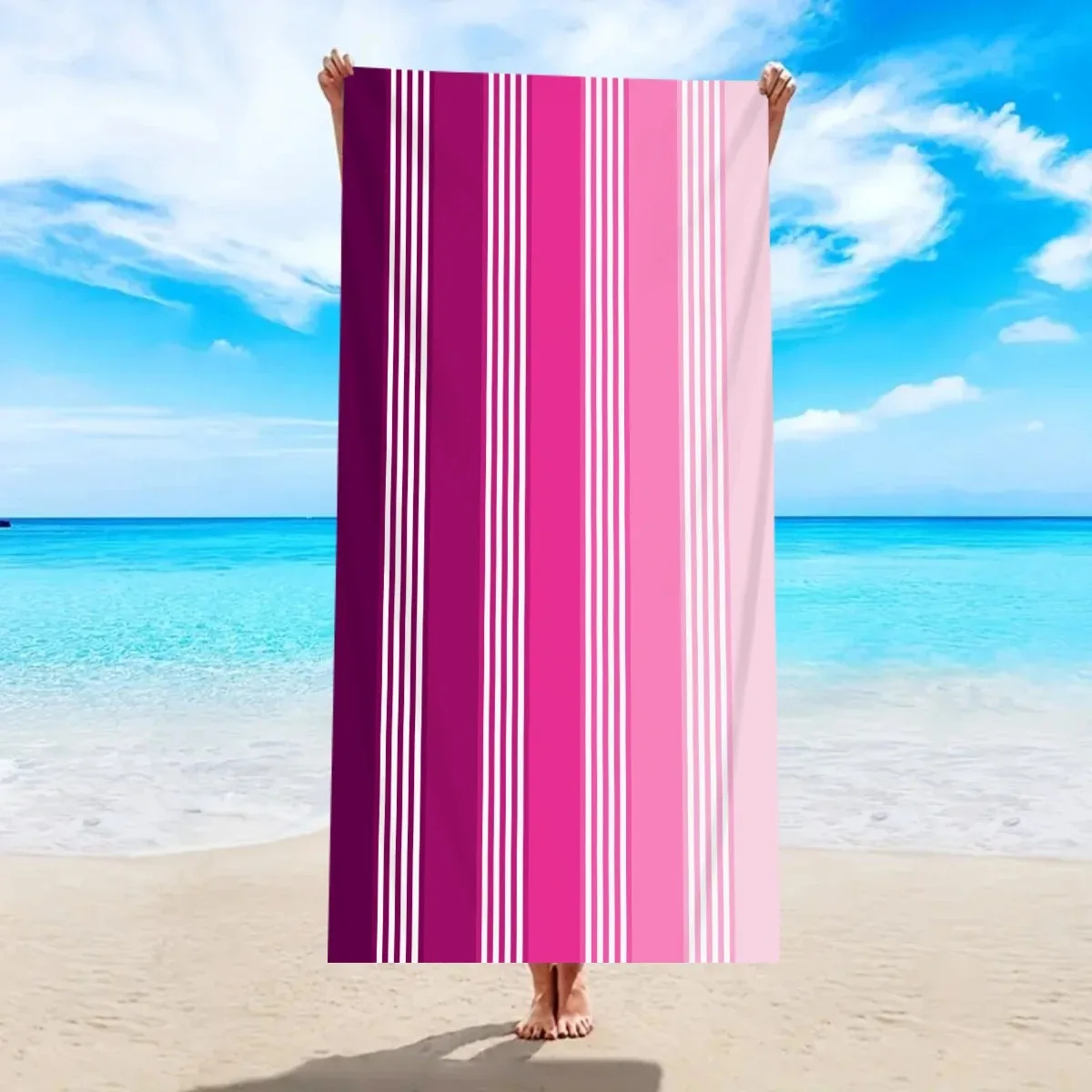 Full Color Series Striped Beach Towel Quick Dry Portable Bath Towel Fashion Design for Daily Use & Summer Beach Party