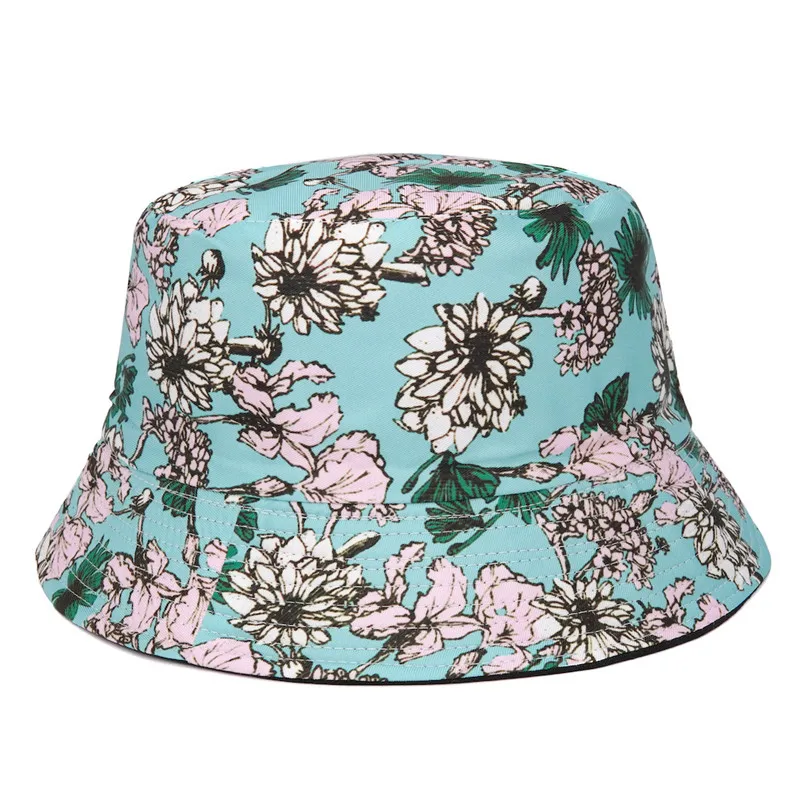 Cotton Flower Print Bucket Hat Fashion Joker Outdoor Travel Sun Cap For Men And Women 165