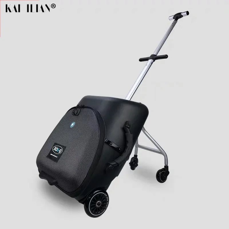 Lazy rolling luggage baby car cabin travel suitcase trolley case on wheels for kids sit on luggage carry-ons labor-saving box