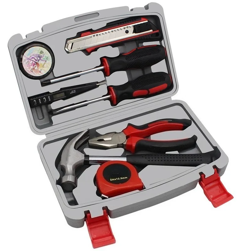 9Pcs Household Tool Set, Multi-Function Hand Tool Combination Kit with Storage Box for Home Repair & Daily DIY Maintenance