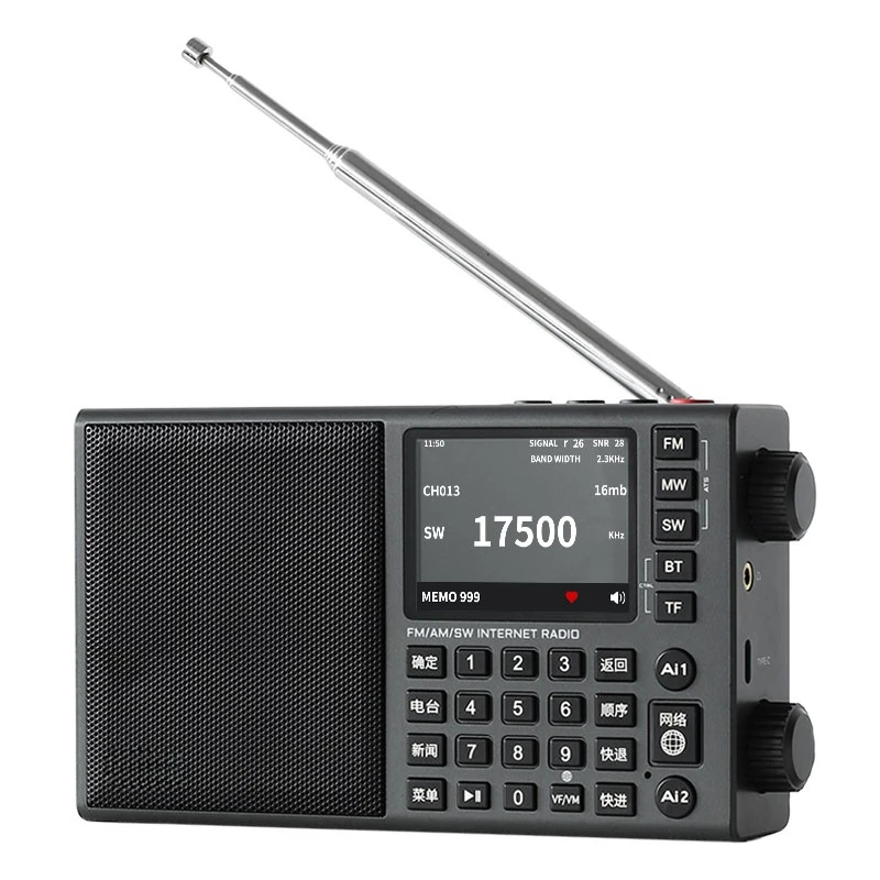 LC90 Full Band WiFi Radio FM AM SW IPS Screen Knob Control Bluetooth Speaker Voice Command Rechargeable Portable Stereo Receiver