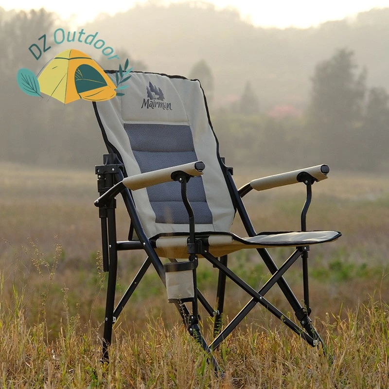 DZ Outdoor Oxford Cloth Folding Chair Ultra Lightweight Camping Leisure Beach Chair Backrest Rotating Fishing Relaxation Chair