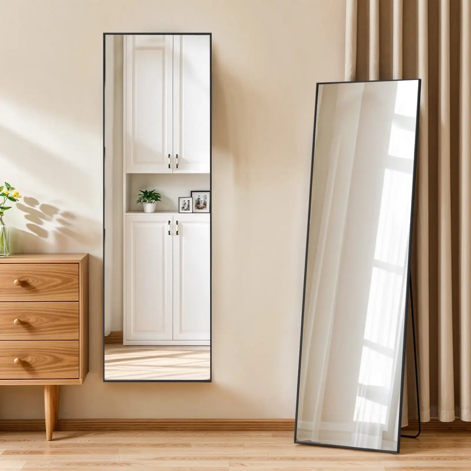 

Full Length Mirror, 59"x16" Full Body Floor Mirror with Shatter-Proof Glass, Standing Hanging or Leaning Wall, Sturdy Aluminum