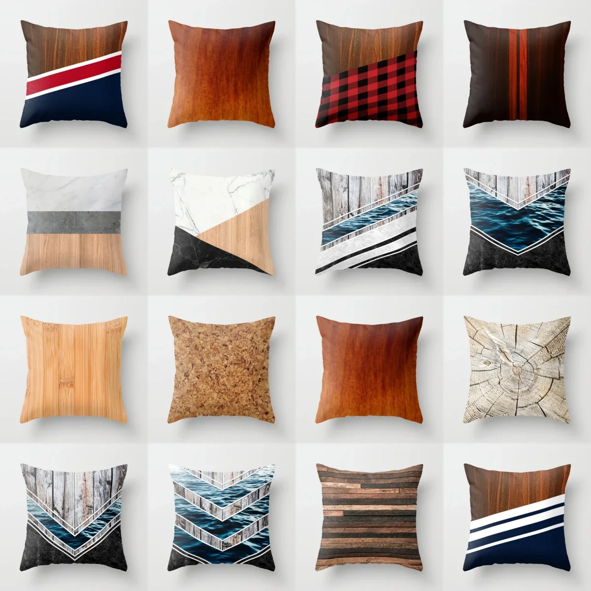 

Home Decor Modern Nordic Geometric Wood Grain Marble Pillowcase Cushion Cover Farmhouse Sofa Throw Pillow funda de almohada