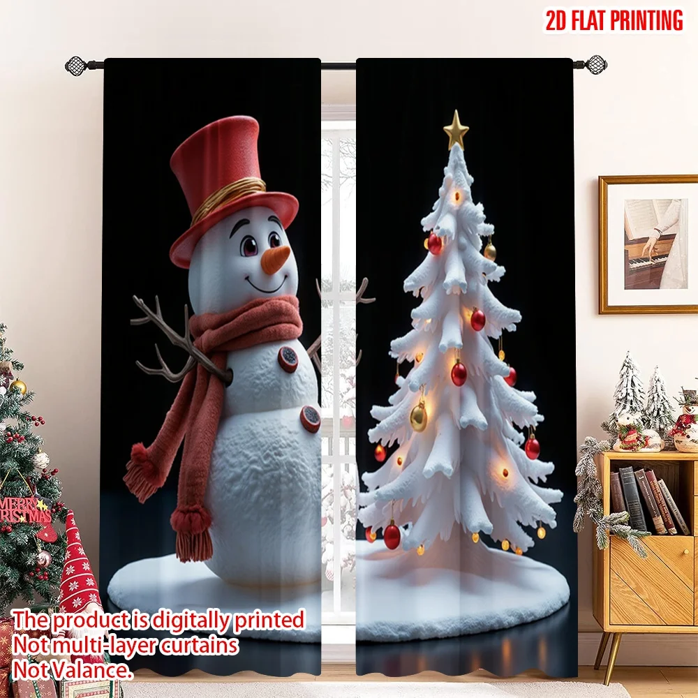 

2pcs 2D flat printing Merry Christmas Popular Drapes Happy Snowman Christmas Ornaments Polyester Without Electricity Party