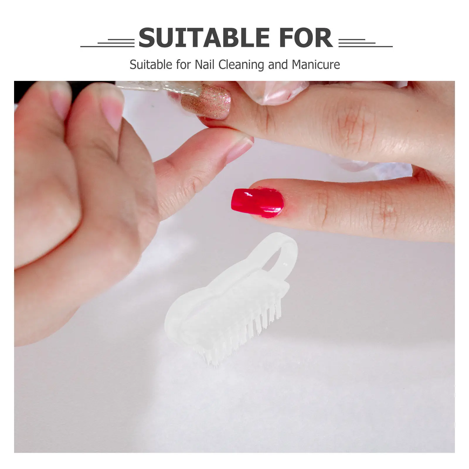 10Pcs Nail Cleaning Brush Plastic Handle Fingernail Scrub Brush Reusable Nail Scrubber Lightweight Portable for Home Salon