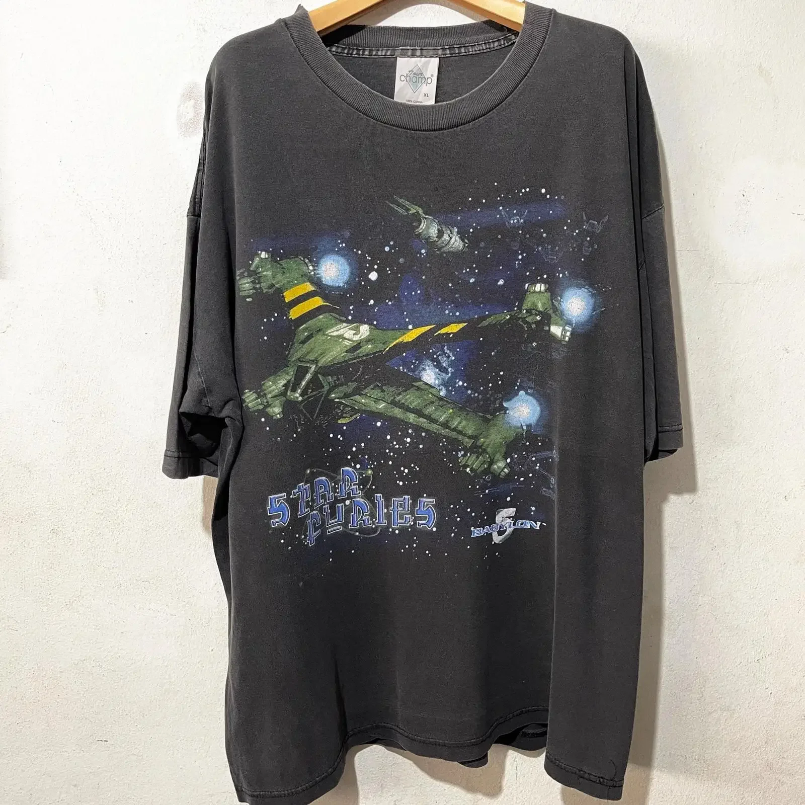 Vintage 90s Babylon 5 T Shirt Size XL vintage Washed Stylish Stretched fashion Comfortable Versatile streetwear homme Soft