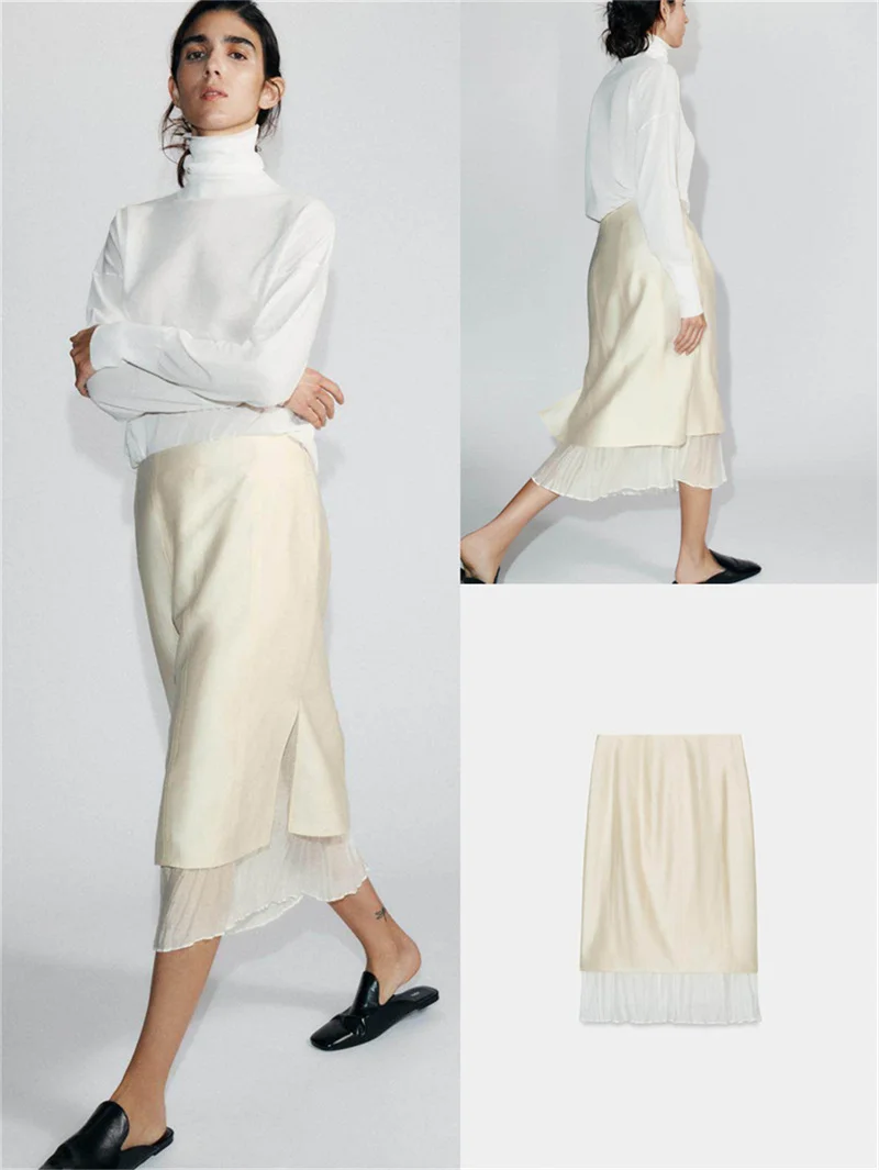 

Новая весенняя женская повседневная юбка миди с боковой молнией, цветными блоками и средней посадкой на талии, модная, для города, работы и путешествий