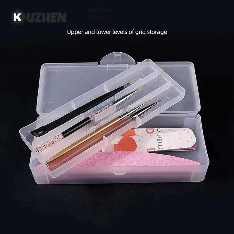 

Double-layer Nail Art Tools Storage Box Rectangle Tweezers Clippers Nail Brushes Polishing Nail Buffer Files Tools Storage Box