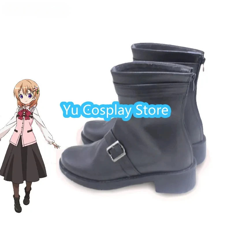 Anime Is the order a rabbit Hoto Kokoa Cosplay Shoes PU Leather Shoes Cosplay Prop Halloween Boot Custom Made