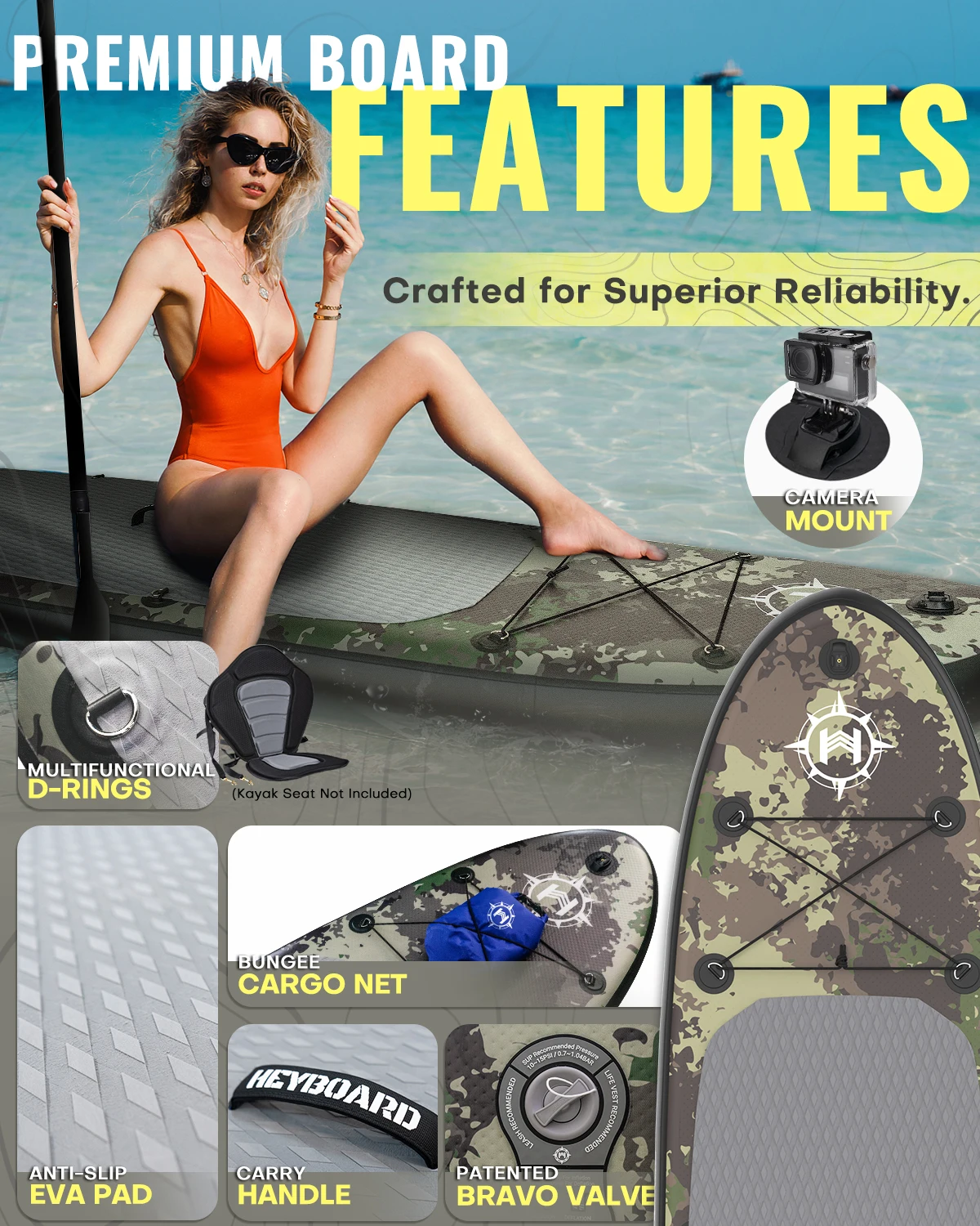 HEYBOARD Inflatable Paddleboards Sup Board Stand Up Paddle Board Inflatable Paddleboard Water Sport dinghy raft