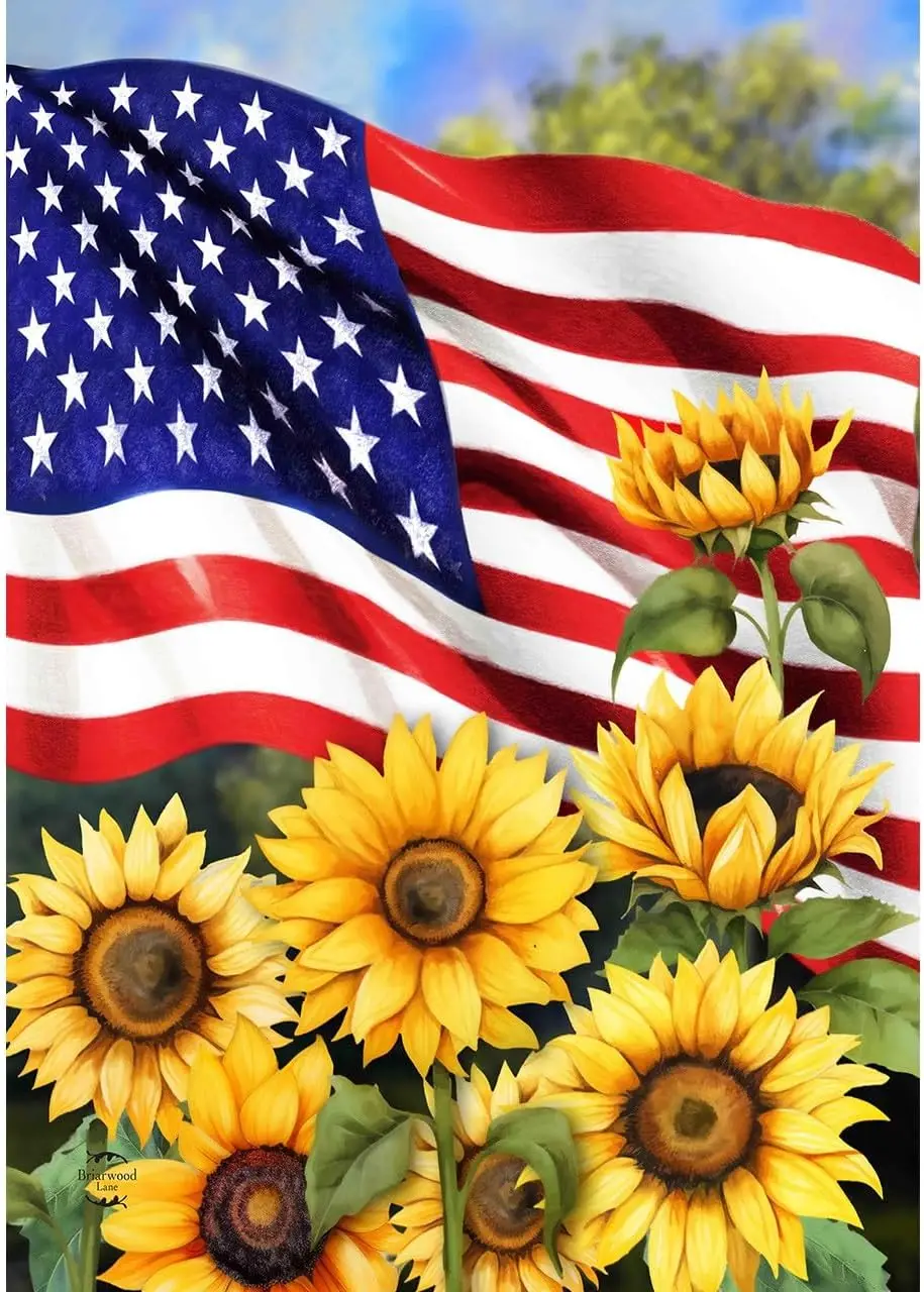 Bandeira de jardim com girassóis americanos Briarwood Lane TTW LLG GGO