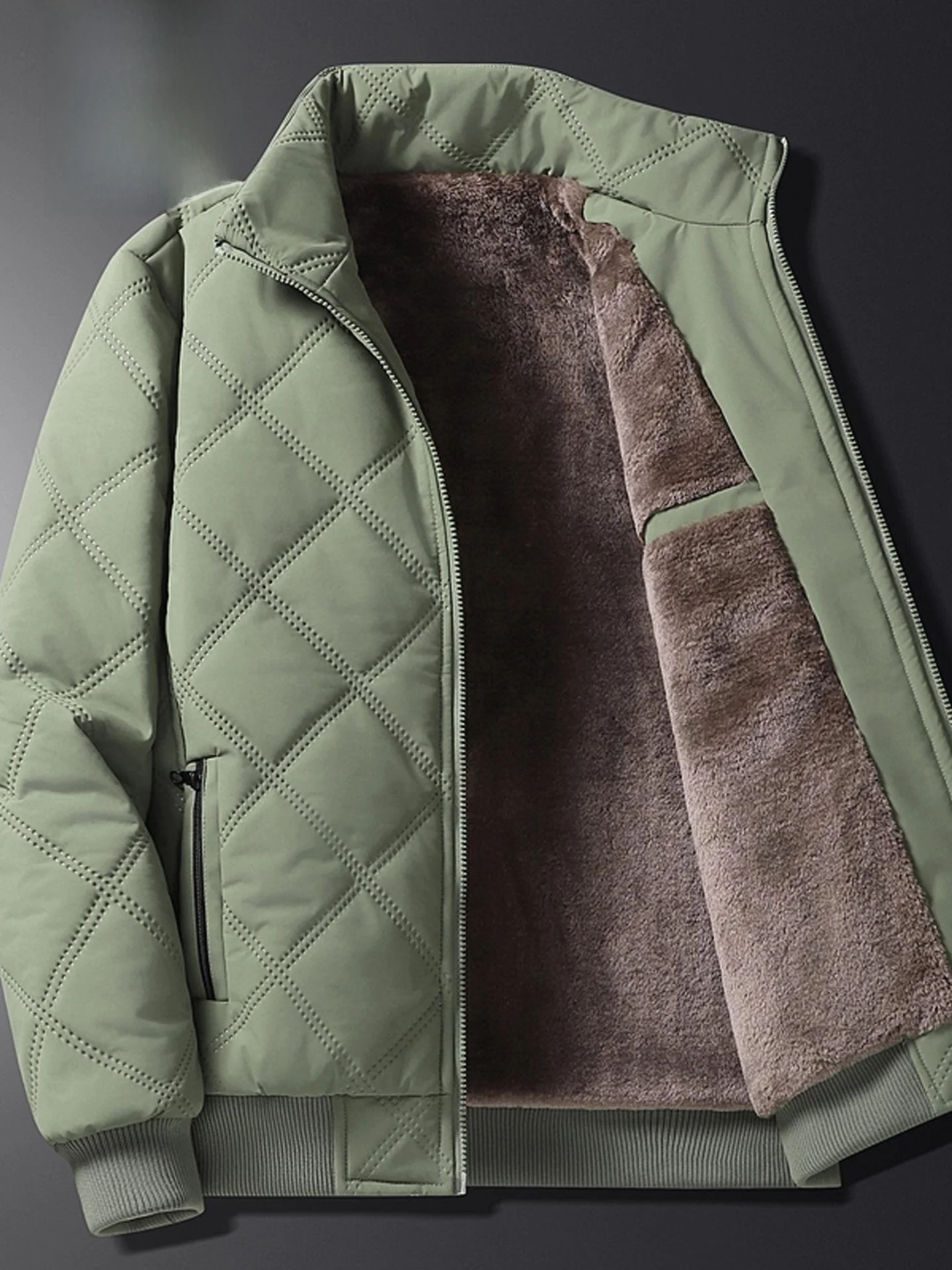 

Thiened Fce Men's Cotton Jaet Stand Collar Warm Resistant Cold Outerwear for ly Busin Casual Long Sve Zipper