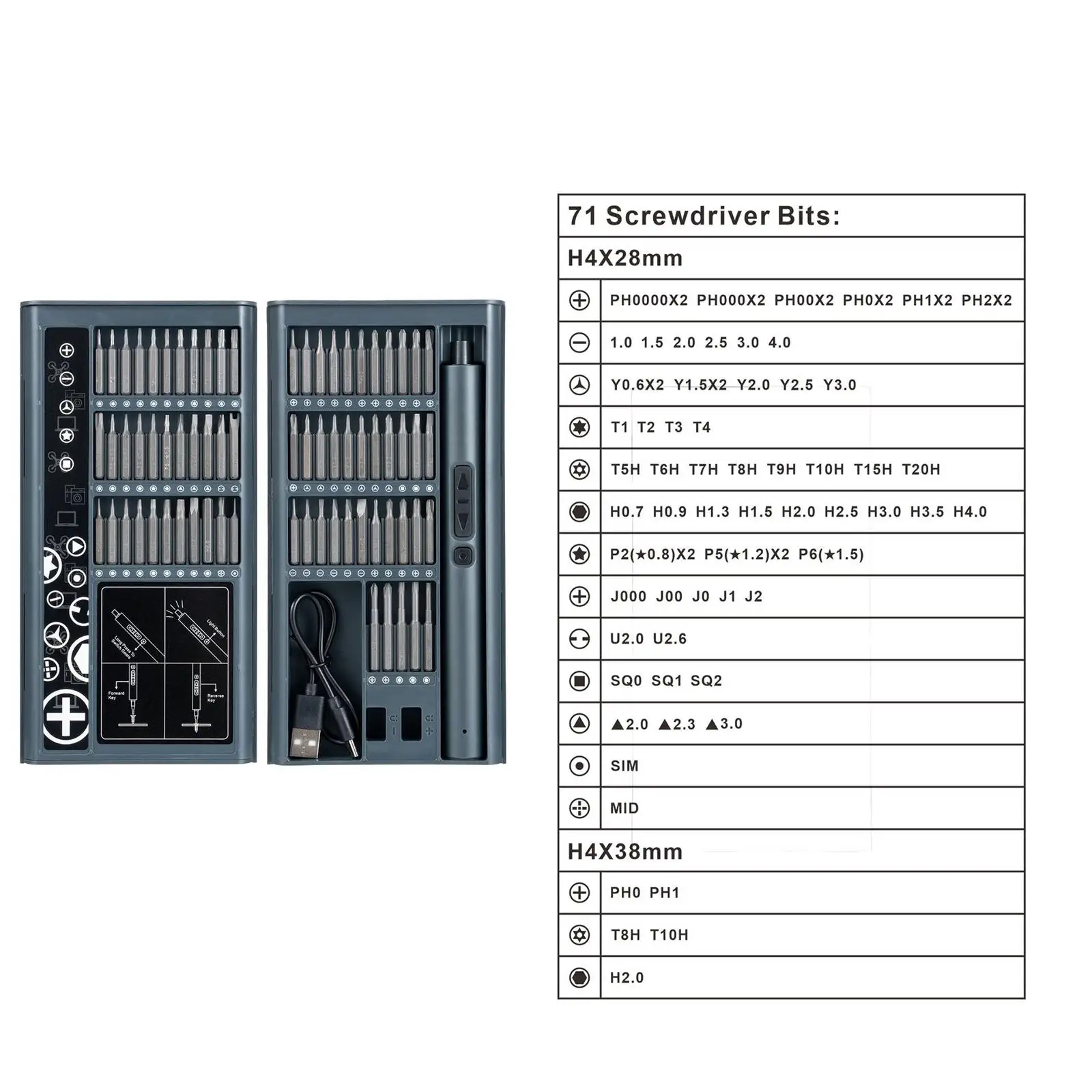 Kit Destornillador Eléctrico Profesional Práctico Precisión 3.7V Recargable 75