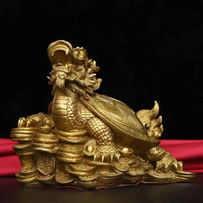 Brass Bagua Dragon Turtle Home Decor Office Desktop Ornament Hall Room Opening Gift Copper
